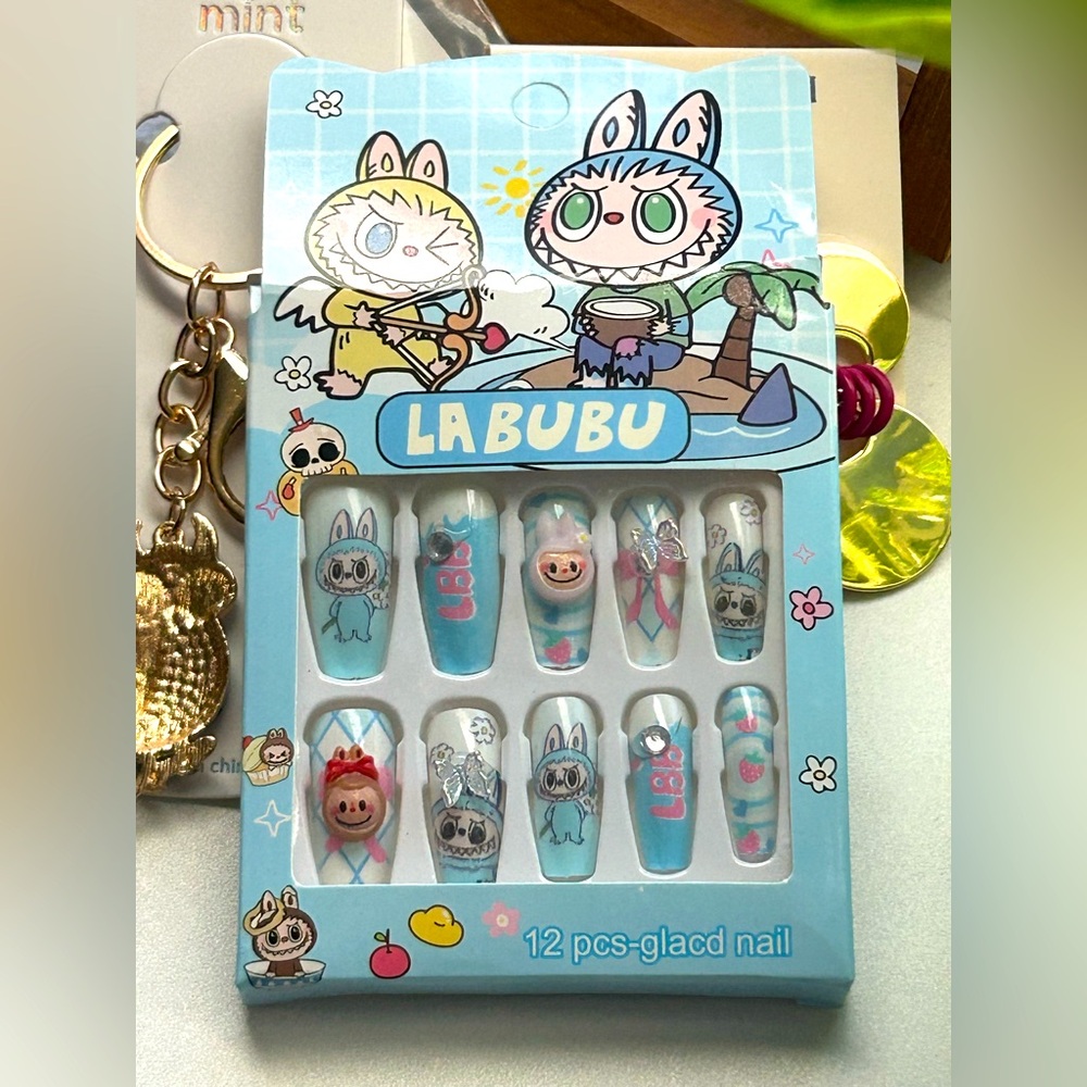 Labubu Charm Press On Nail Set NIB